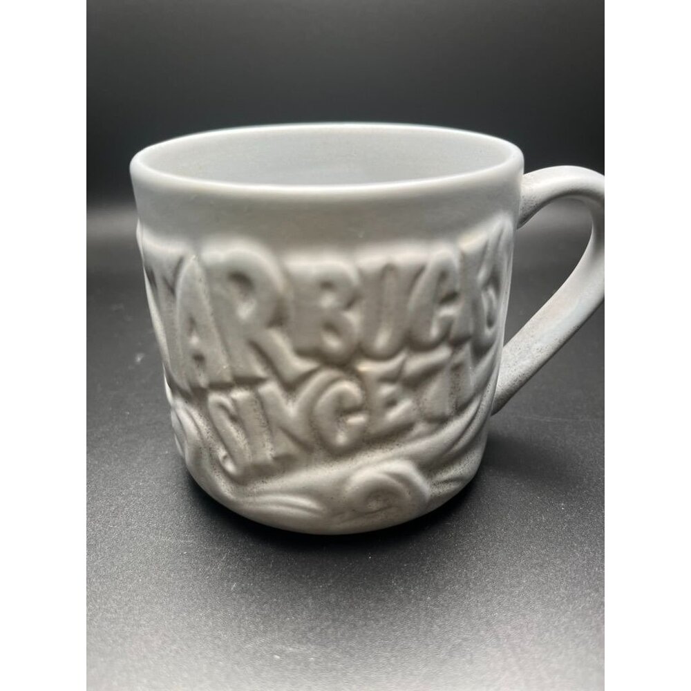 Starbucks 2016 12 Fl Oz Ceramic Embossed Mug Gray Mermaid Collectible